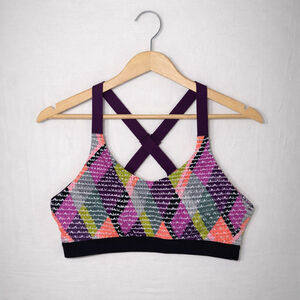 Victoria Sport Lightweight Sports Bra 32B eBayPurple Geometric Diamond Mesh Back